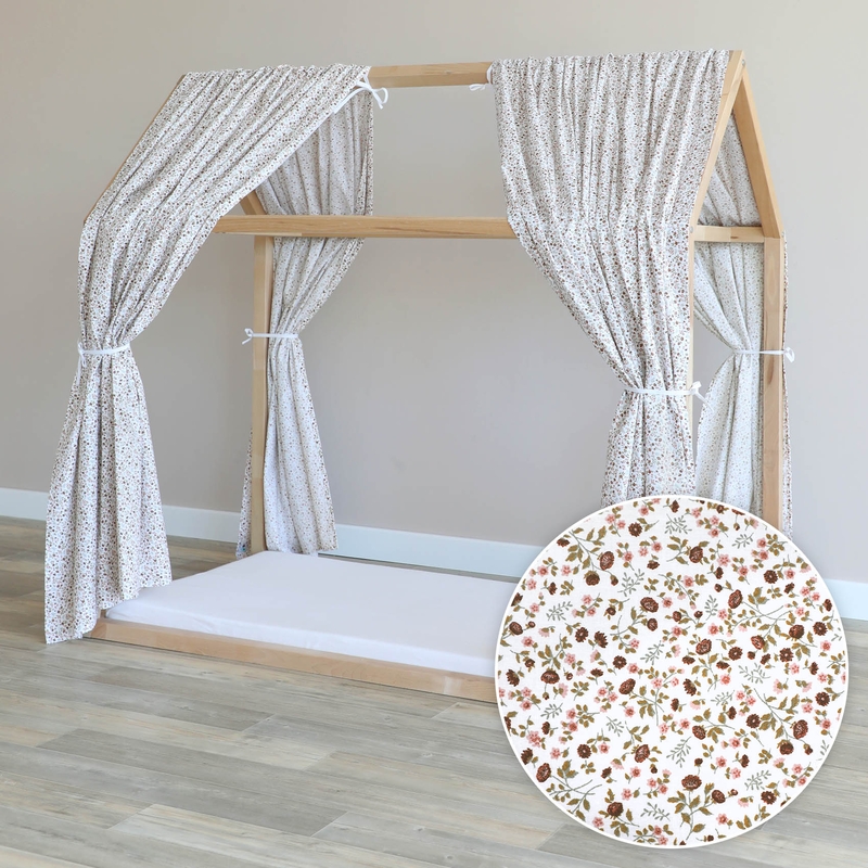House Bed Canopy Set Of 2 &#039;Buttercup&#039; Dusty Rose 315cm